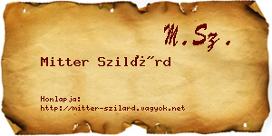 Mitter Szilárd névjegykártya